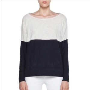 $155 Vince Navy Cream Color block Sweater Sz M